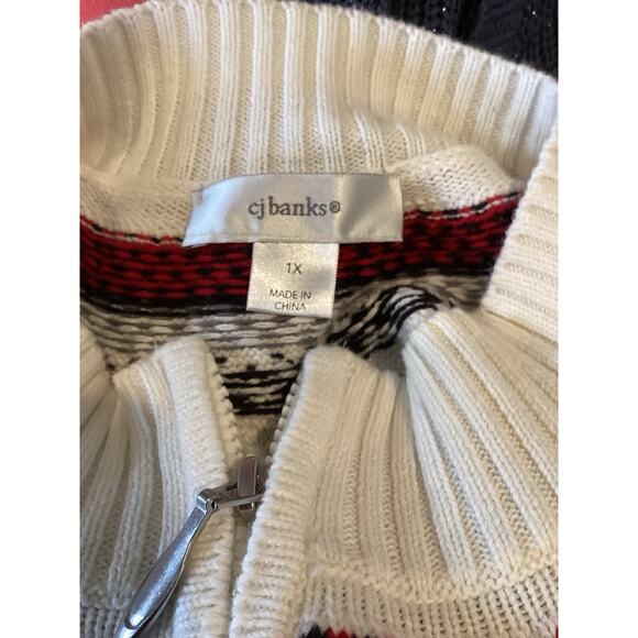 CJ Banks White Zip Cardigan Cotton Preppy Traditional 1X - Picture 4 of 4